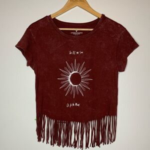 American Eagle crop fringe t-shirt. Medium